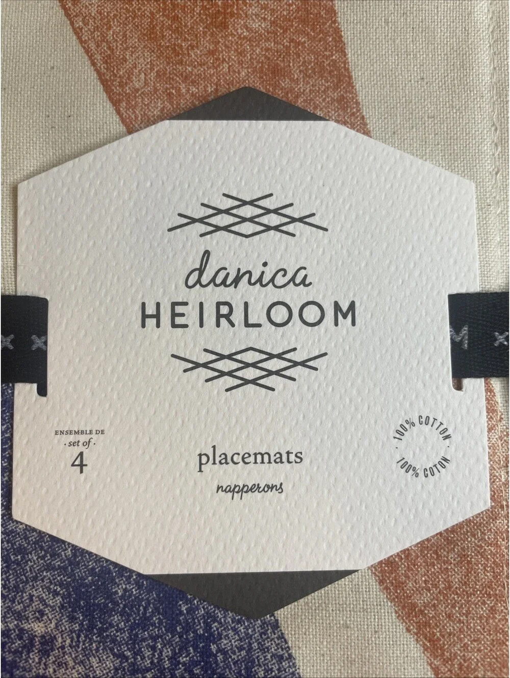 Danica Heirloom Modern Stamped Canvas Placemats 13x19 Set of 4 100% Cotton
